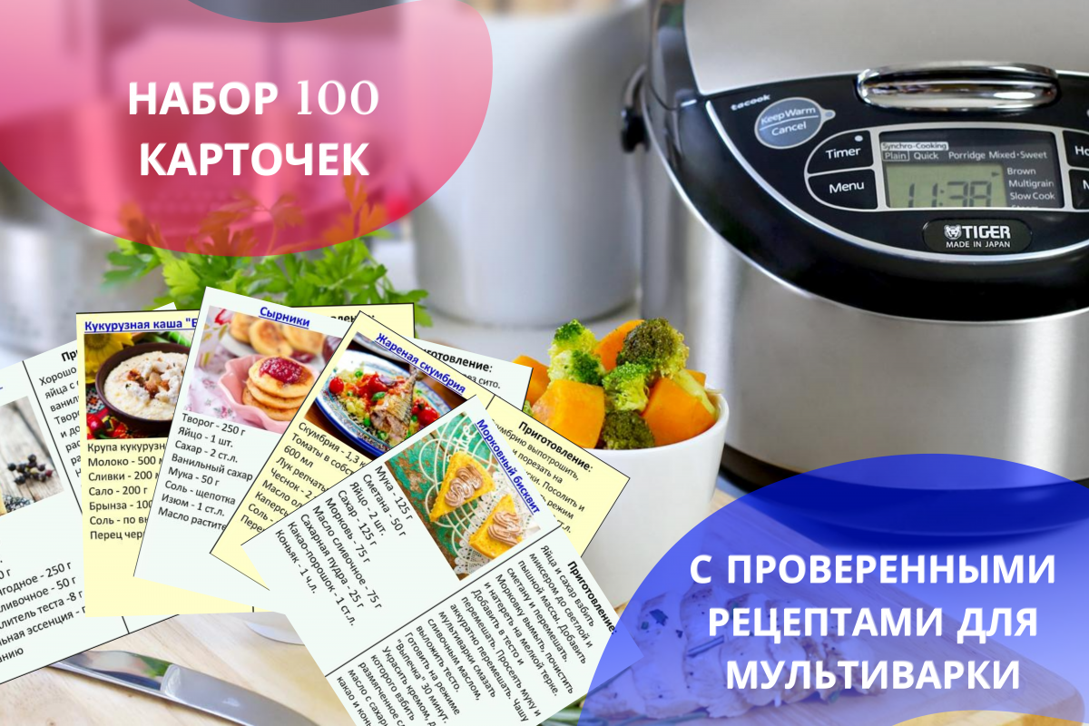 Электронные карточки с рецептами для мультиварки | Меню недели