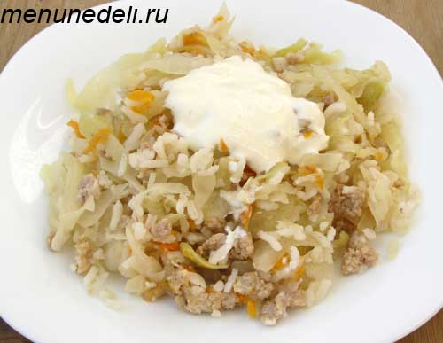 Рис с фаршем и капустой в духовке - рецепт с фотографиями - Patee. Рецепты
