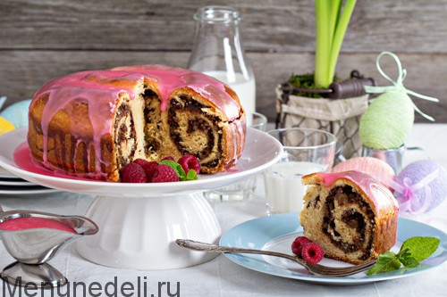 Праздничный пирог с фруктово-творожной начинкой