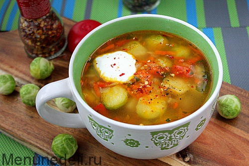 Овощной суп с брюссельской капустой