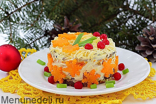 Новогодний салат &#8220;Оранжевые снежинки&#8221;