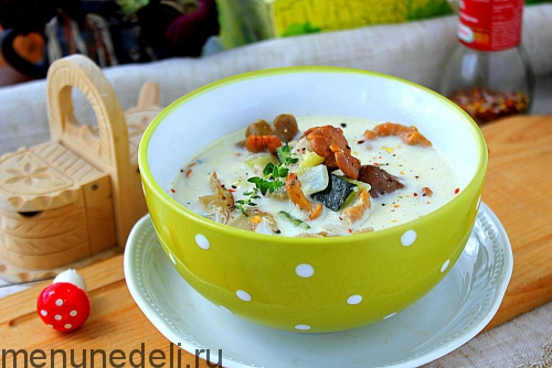 Сливочный суп с рисом и грибами — рецепт для мультиварки