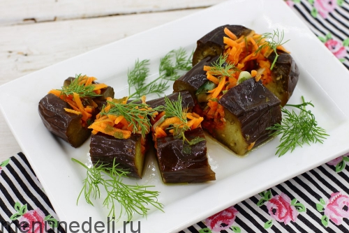 Рецепт баклажанов с морковью и чесноком