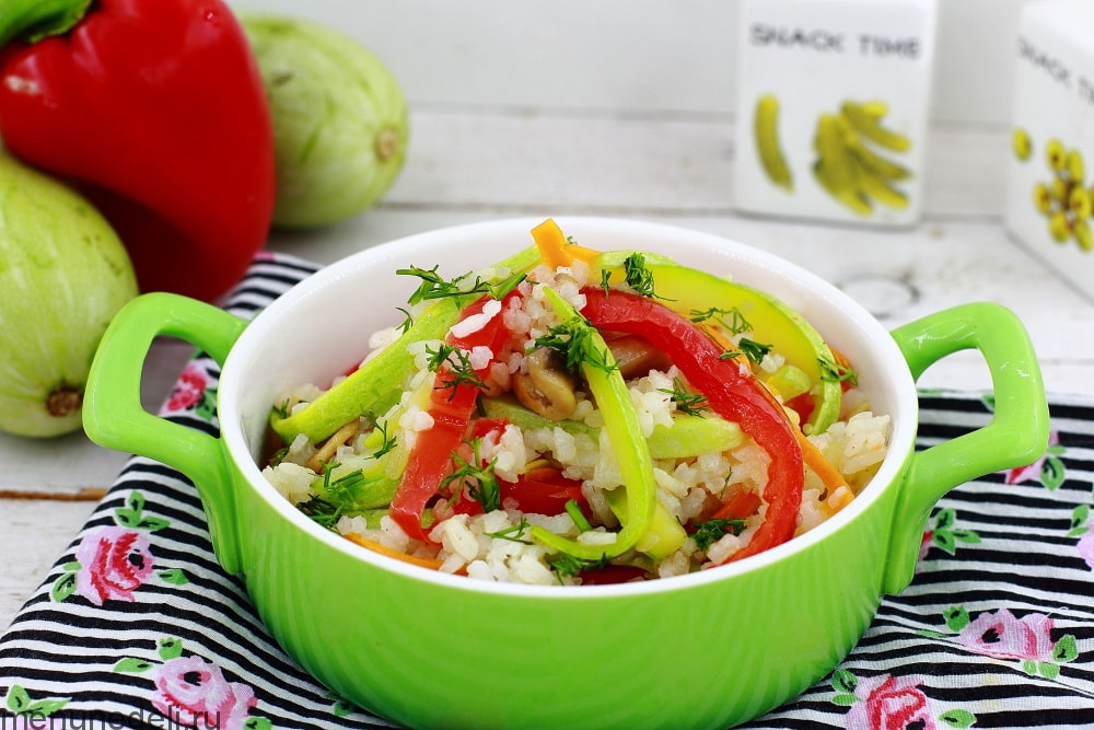 Кабачки тушеные на сковороде: рецепт с рисом и овощами пошагово с фото