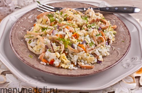 Ризотто из риса с овощами и кальмарами, пошаговый рецепт с фото