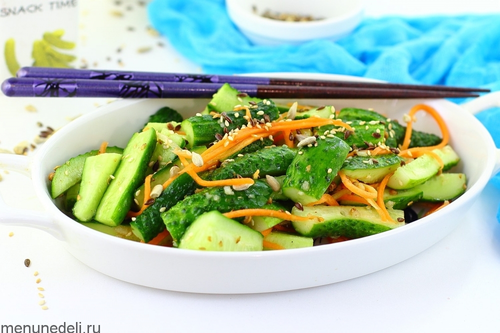 Салат с фунчозой и морковкой по-корейски