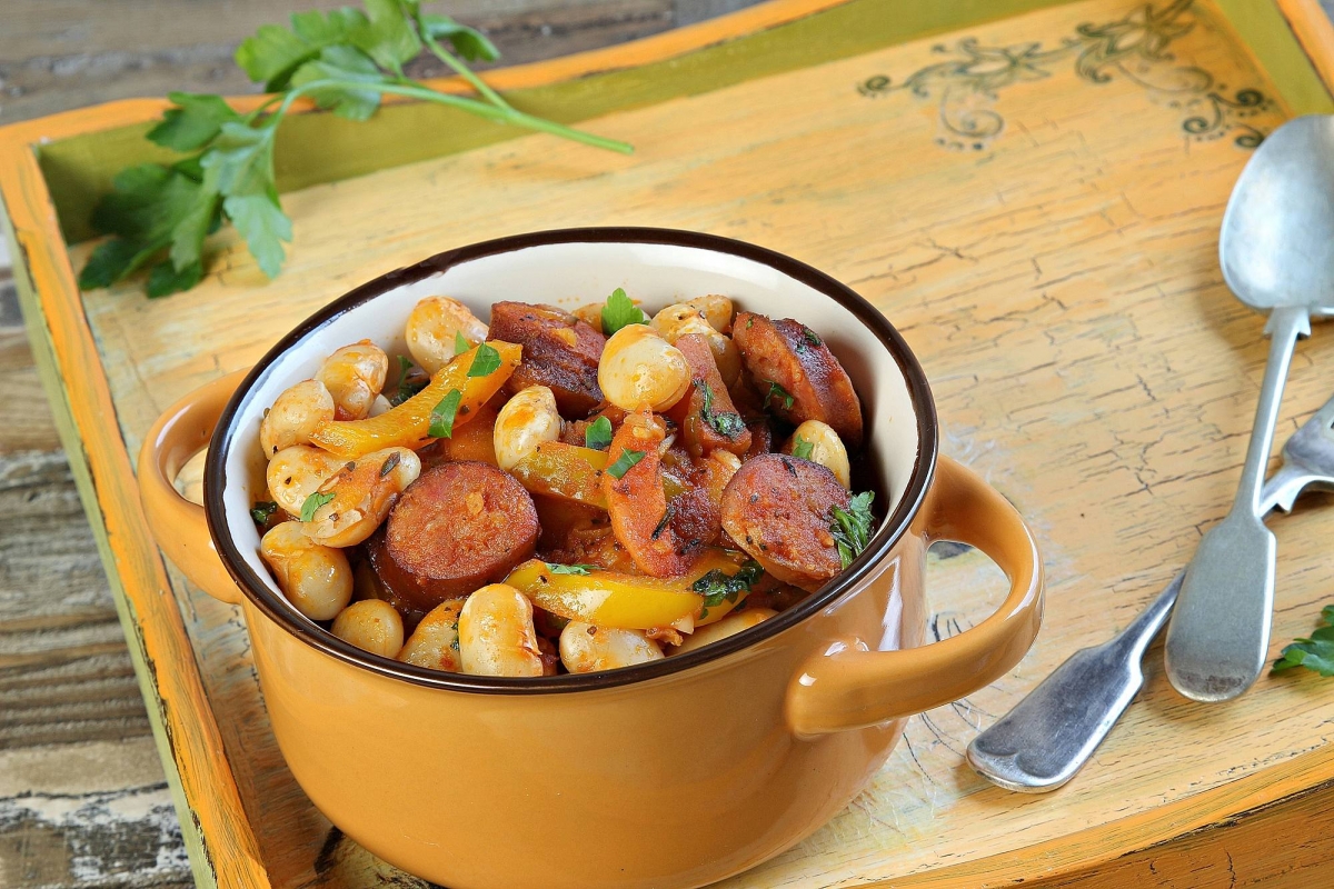 Овощное рагу с грибами, стручковой фасолью и сладким перцем – пошаговый рецепт приготовления с фото
