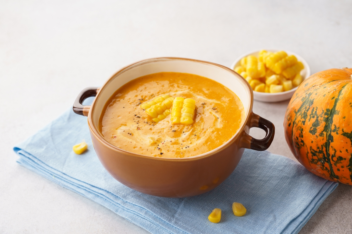 Рецепт: Кукурузный суп-пюре со сливками - диетический