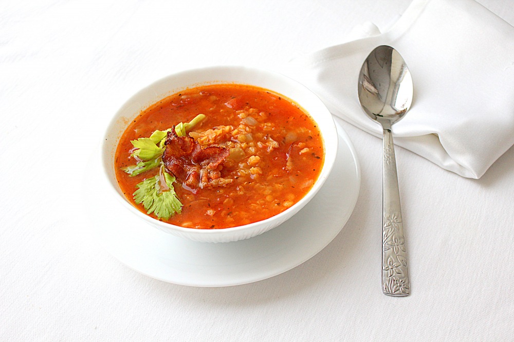 Как приготовить Томатный суп с консервированной фасолью в соусе