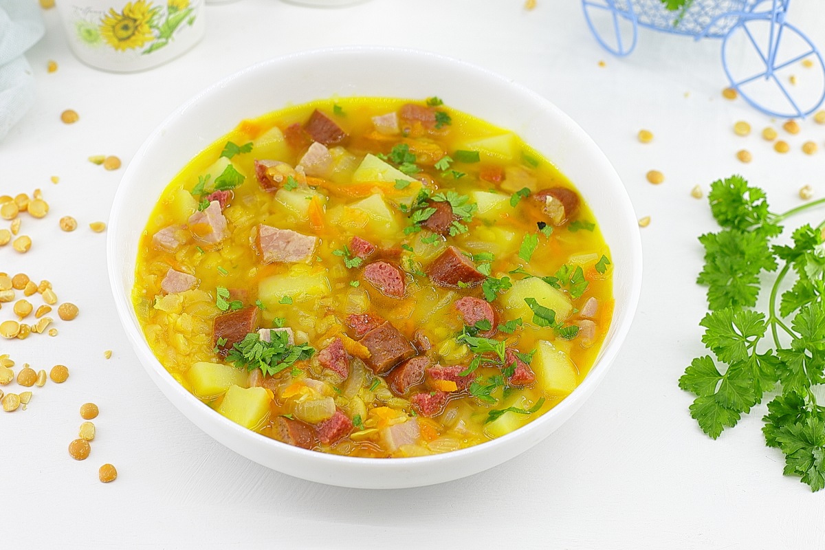 Классический гороховый суп с копченостями - вкусный пошаговый рецепт горохового супа.