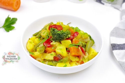 Рецепт картошки с овощами на сковороде