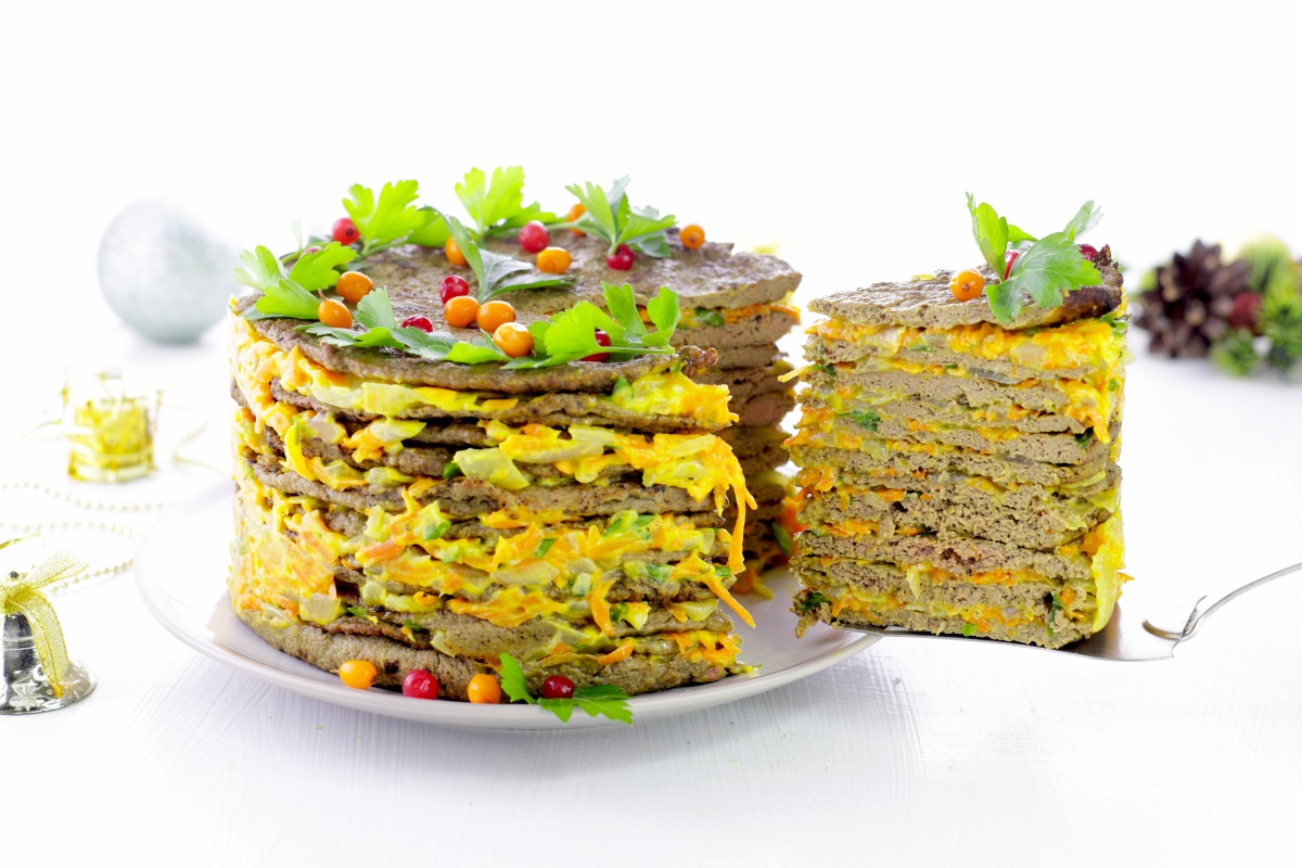 Новогодний печеночный торт