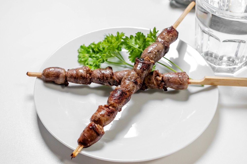Шашлычки из куриных сердечек на сковороде Шашлычки из куриных сердечек на сковороде