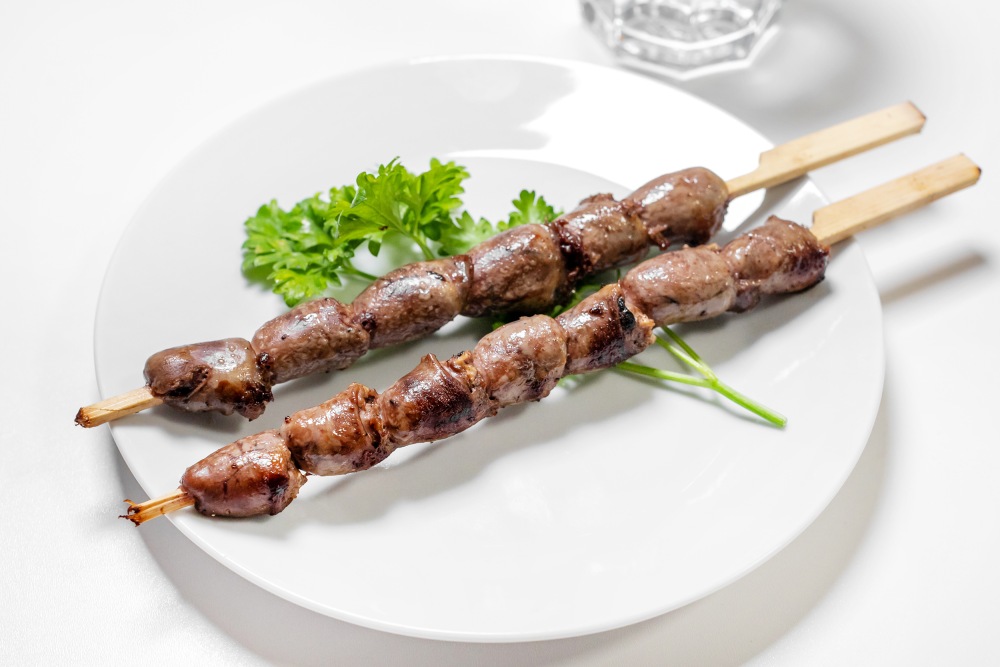 Шашлычки из куриных сердечек на сковороде Шашлычки из куриных сердечек на сковороде