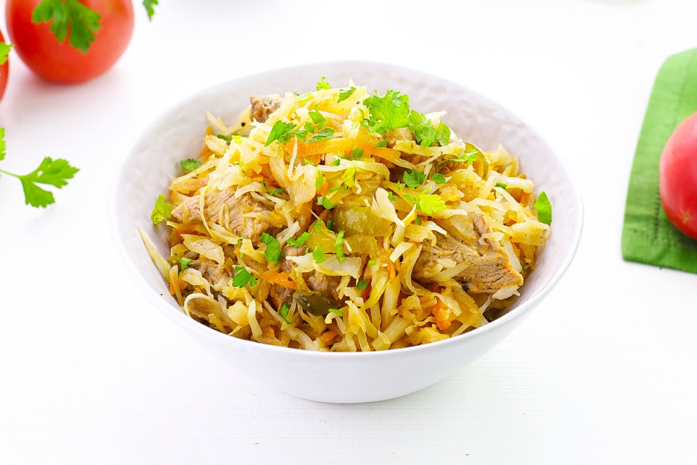 Солянка из капусты с мясом на сковороде Солянка из капусты с мясом на сковороде