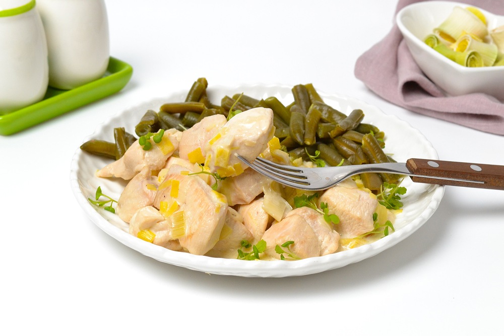 Курица тушеная в сметане на сковороде