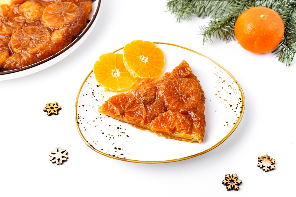 Тарт татен новогодний с мандаринами