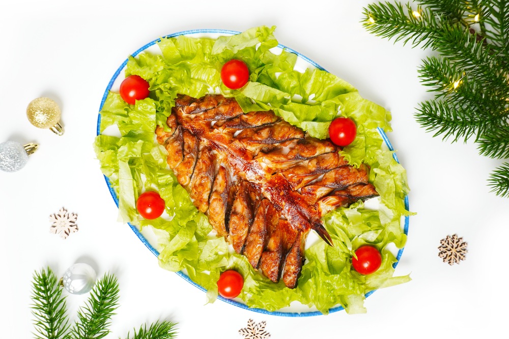 Скумбрия, запеченная елочкой в духовке на Новый год