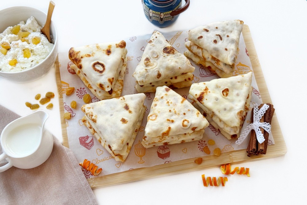 Блины с творогом и изюмом: рецепт для заморозки