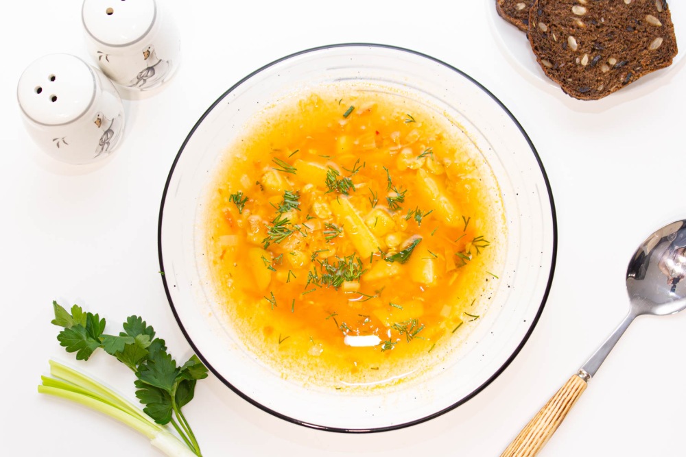 Постный горохово-чечевичный суп