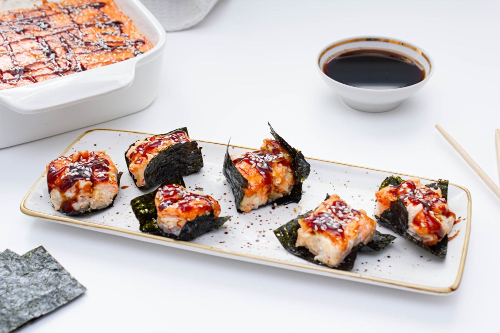 Запеченный суши торт в духовке