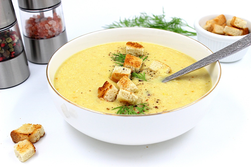 Суп пюре с плавленым сыром и курицей