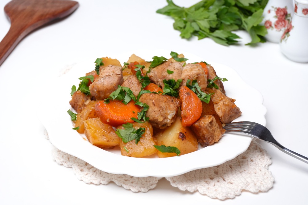 Картошка с мясом в аэрогриле в фольге