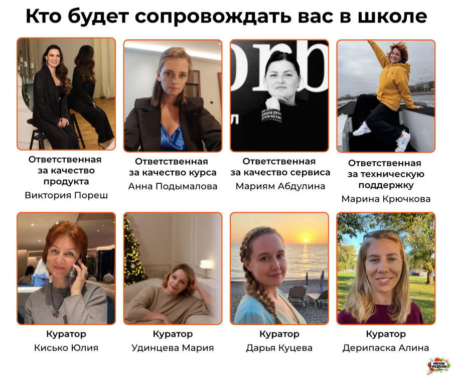 Сопровождение на обучении Команда специалистов по кулинарии и организации домашнего хозяйства