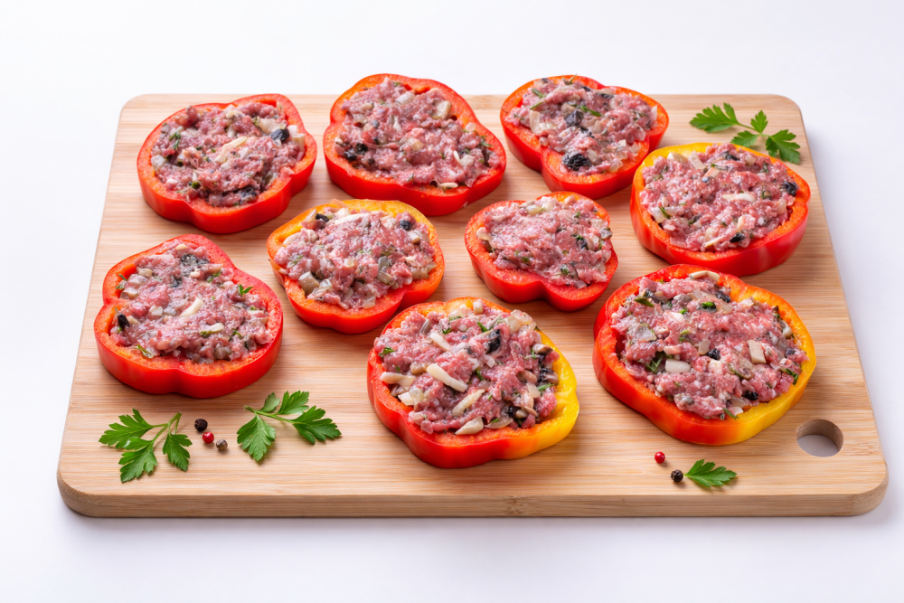 Кольца из перца с фаршем для заморозки