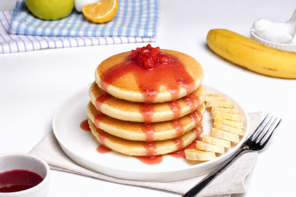 Банановые панкейки на кефире пышные